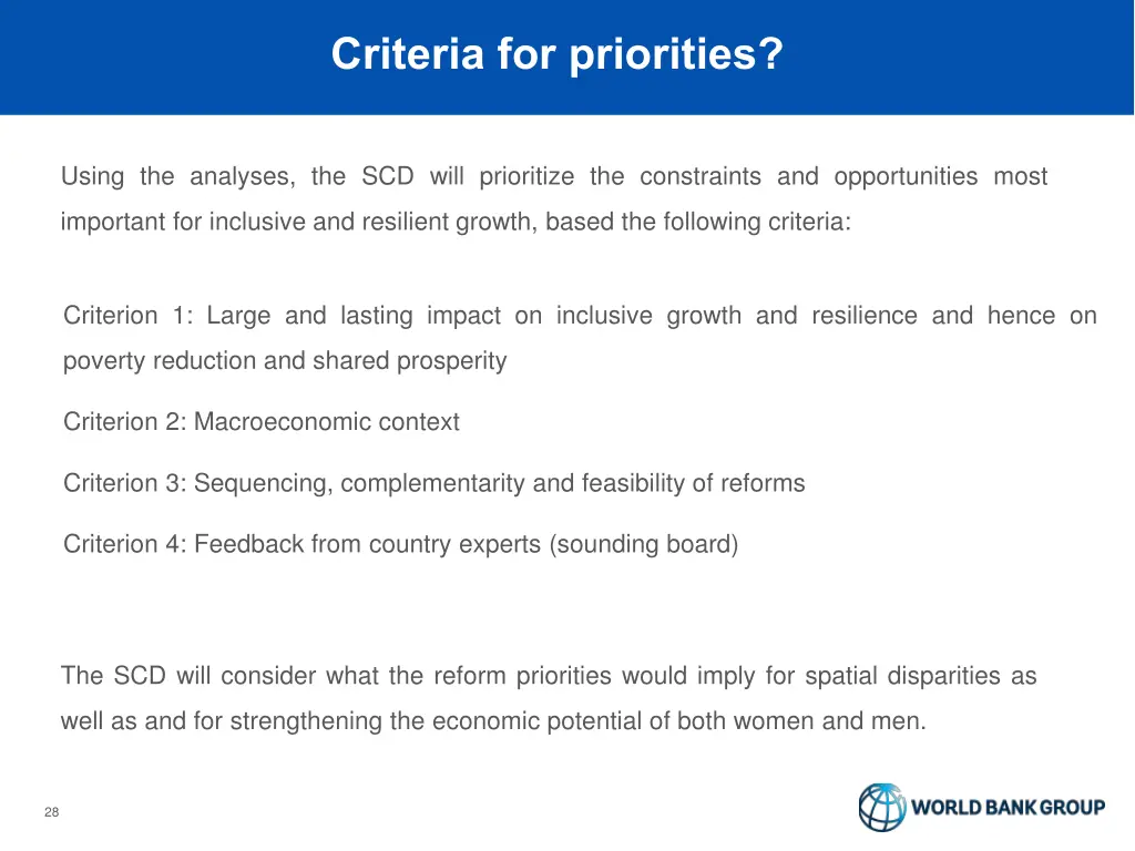 criteria for priorities