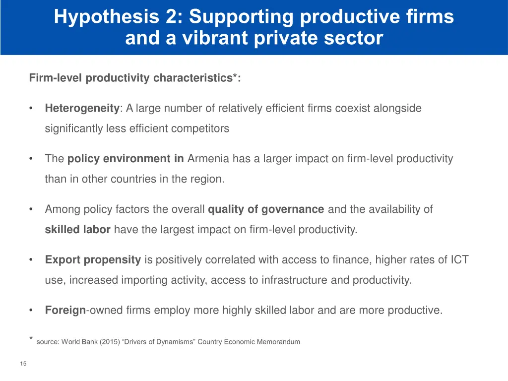 hypothesis 2 supporting productive firms