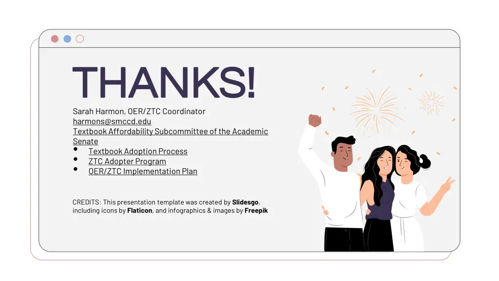 thanks thanks sarah harmon oer ztc coordinator