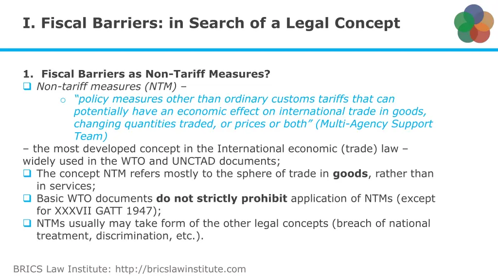 i fiscal barriers in search of a legal concept