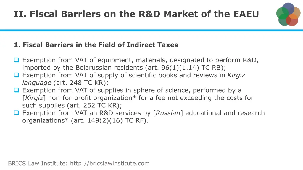 ii fiscal barriers on the r d market of the eaeu