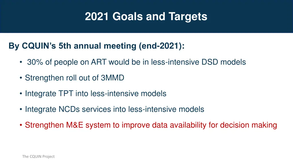 2021 goals and targets