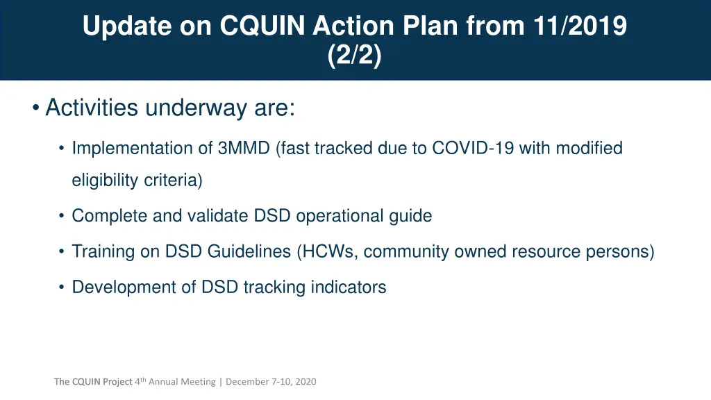 update on cquin action plan from 11 2019 2 2