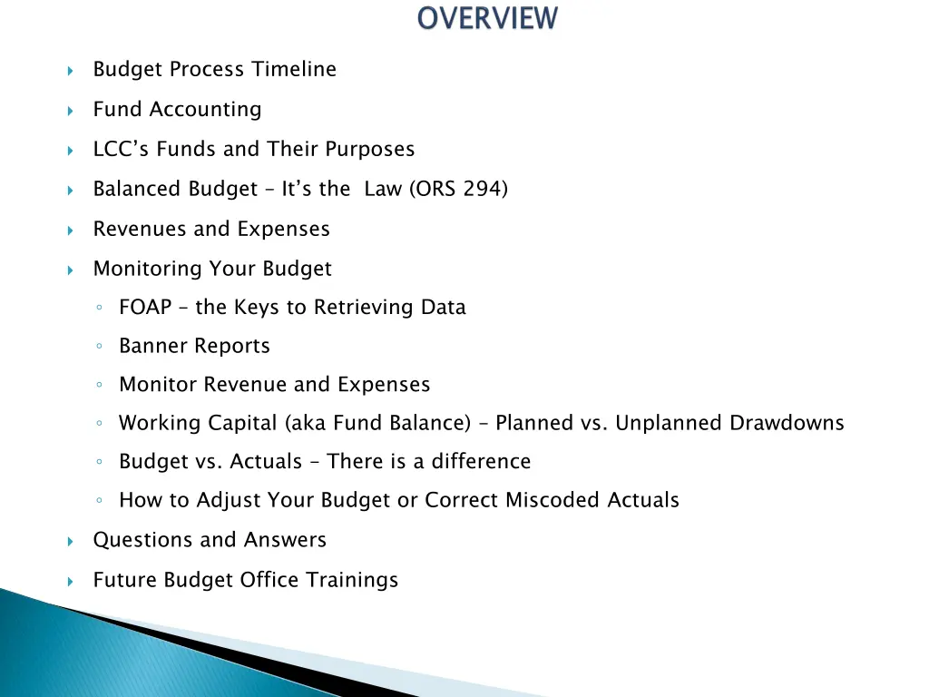 budget process timeline fund accounting