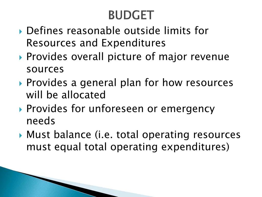 defines reasonable outside limits for resources