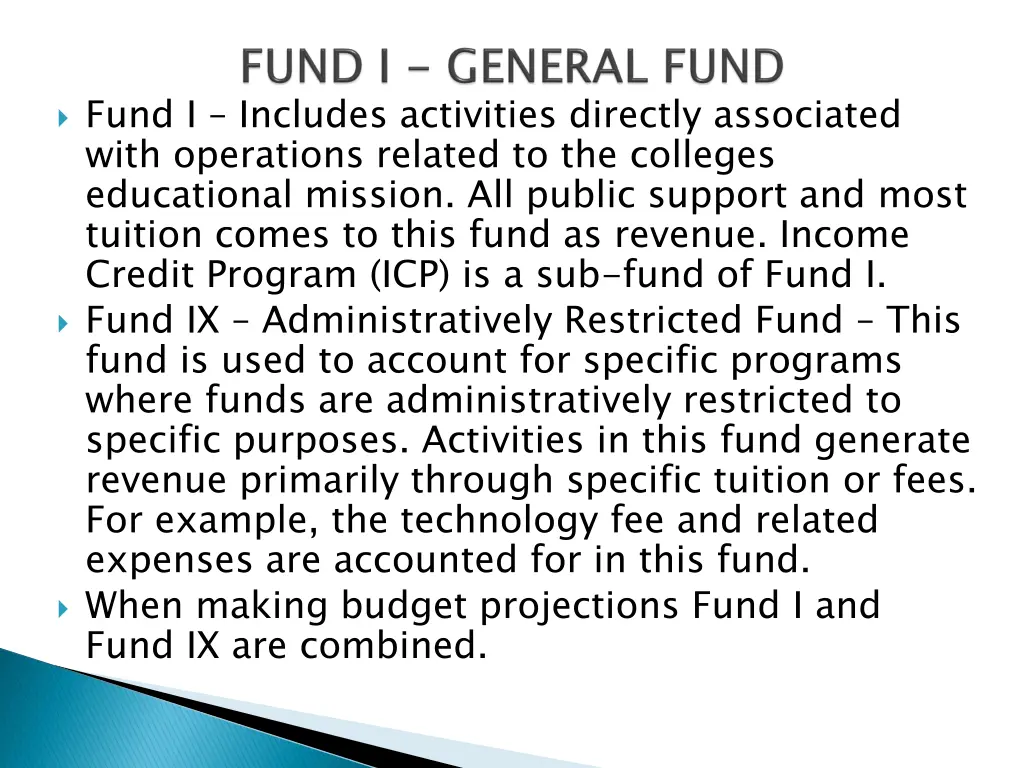 fund i includes activities directly associated