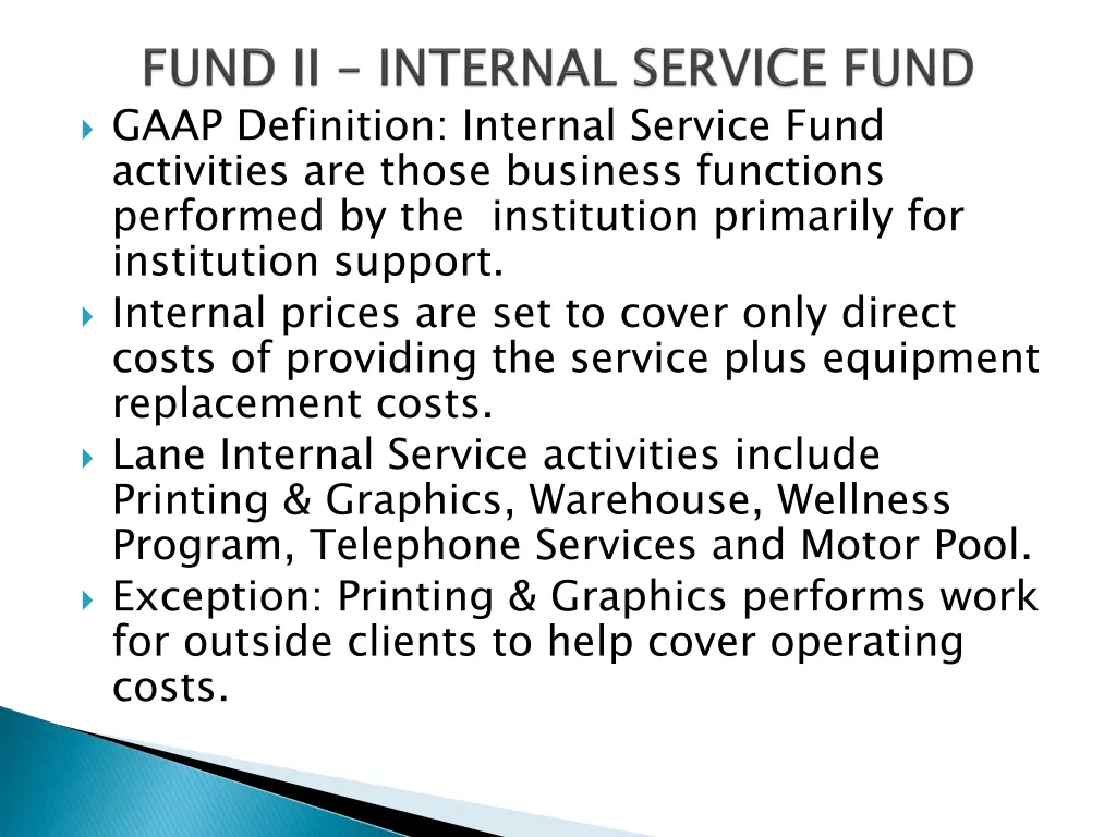 gaap definition internal service fund activities