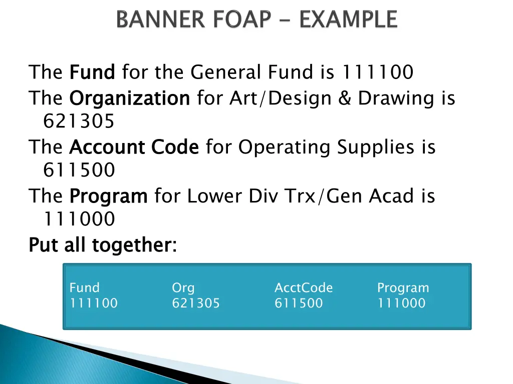 the fund the organization 621305 the account code
