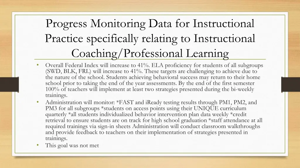 progress monitoring data for instructional