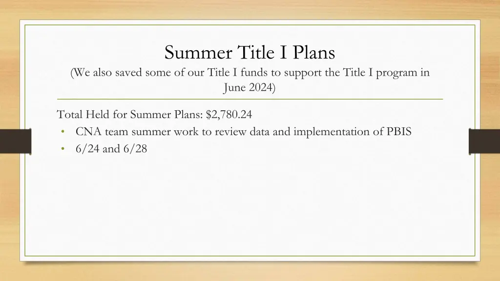 summer title i plans