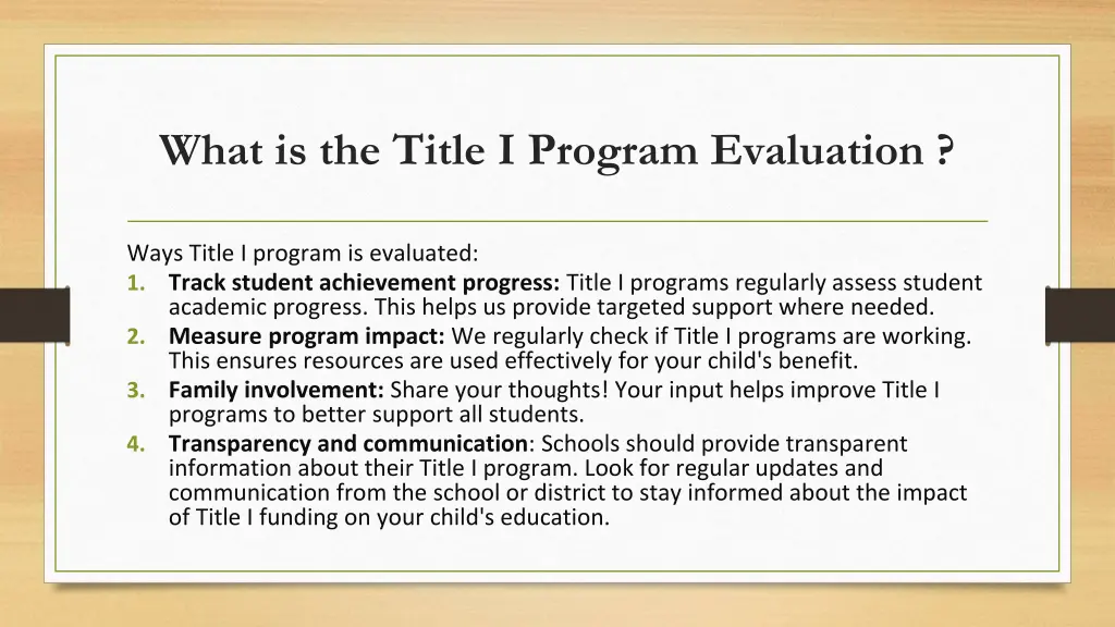 what is the title i program evaluation