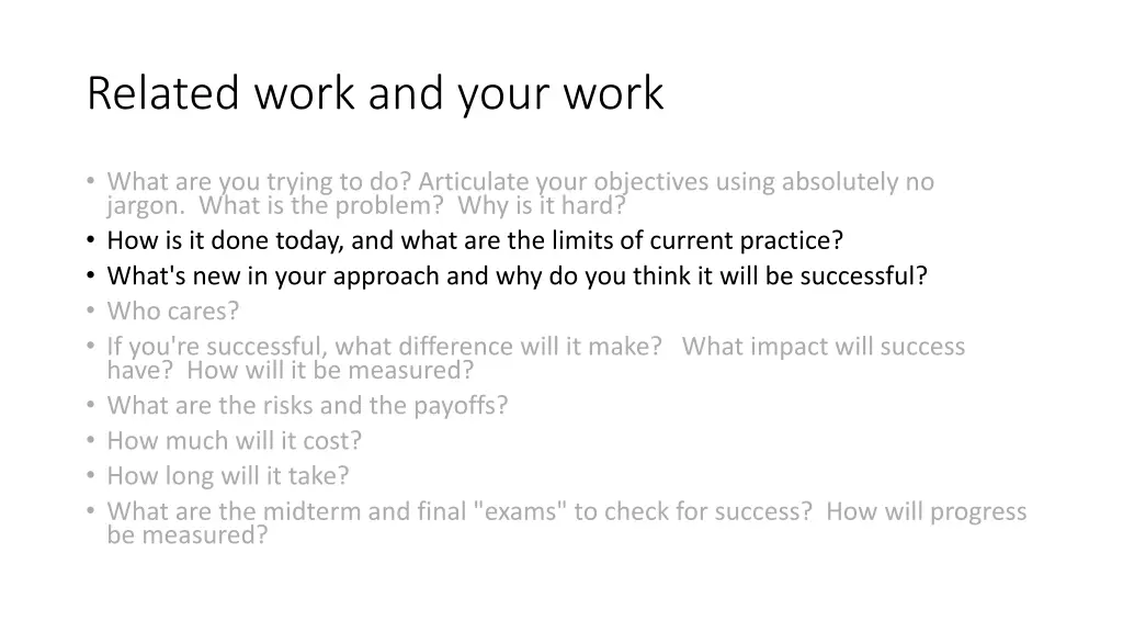 related work and your work