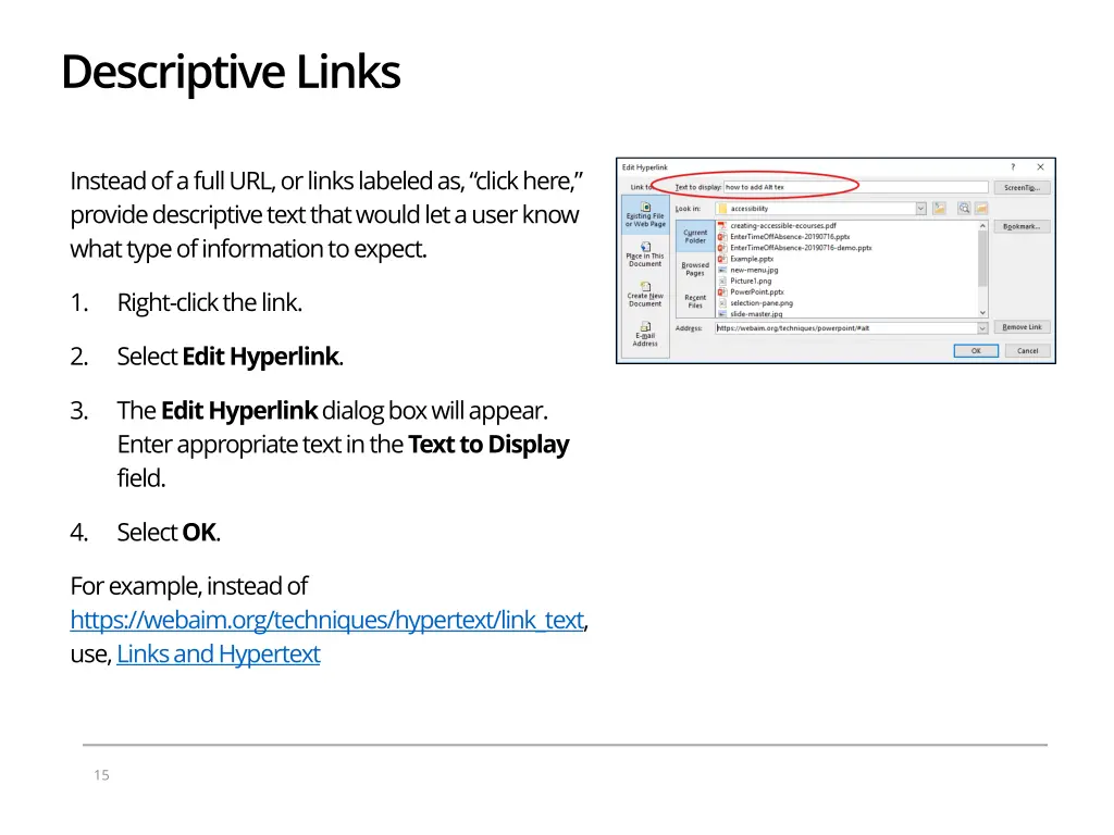 descriptive links