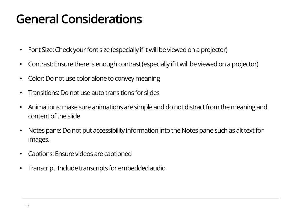 general considerations