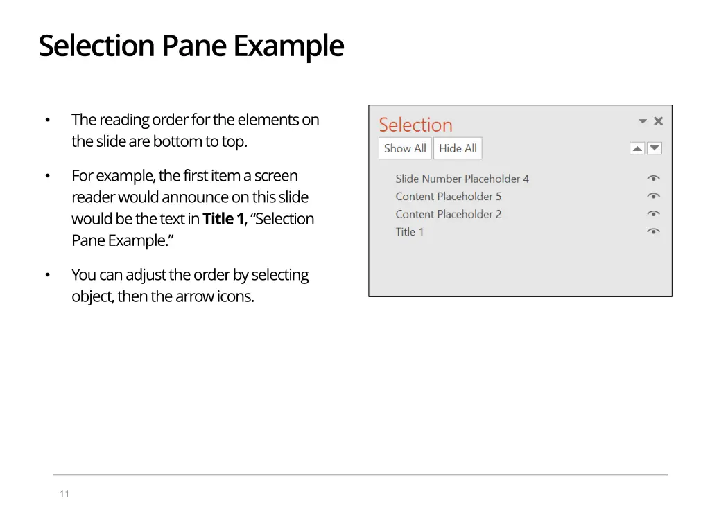 selection pane example