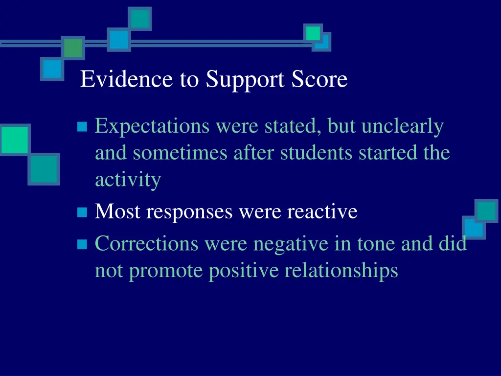 evidence to support score 4