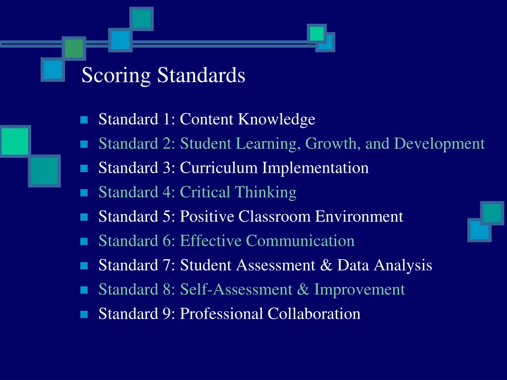 scoring standards