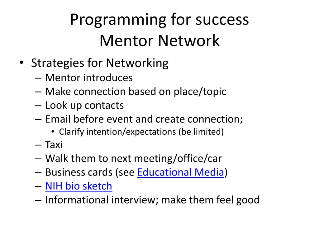 programming for success mentor network strategies