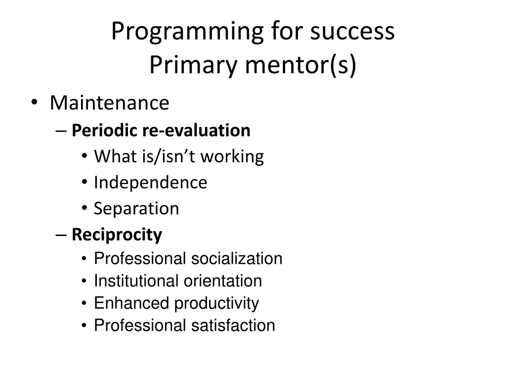 programming for success primary mentor