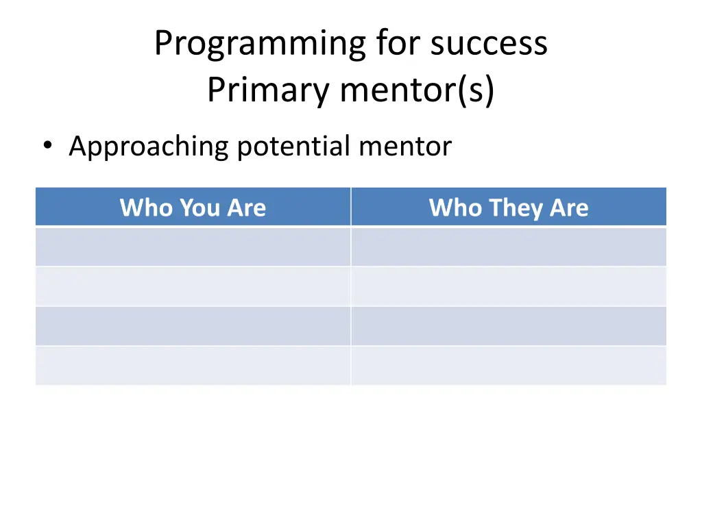 programming for success primary mentor s