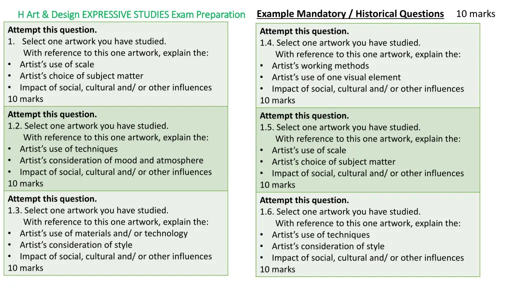 example mandatory historical questions 10 marks