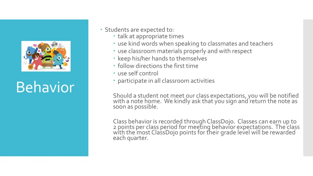 students are expected to talk at appropriate
