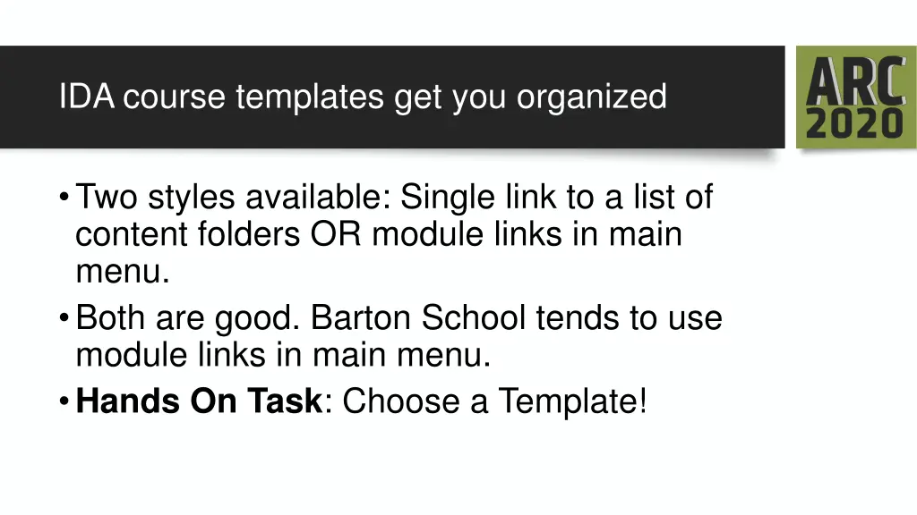ida course templates get you organized