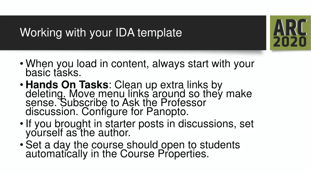 working with your ida template