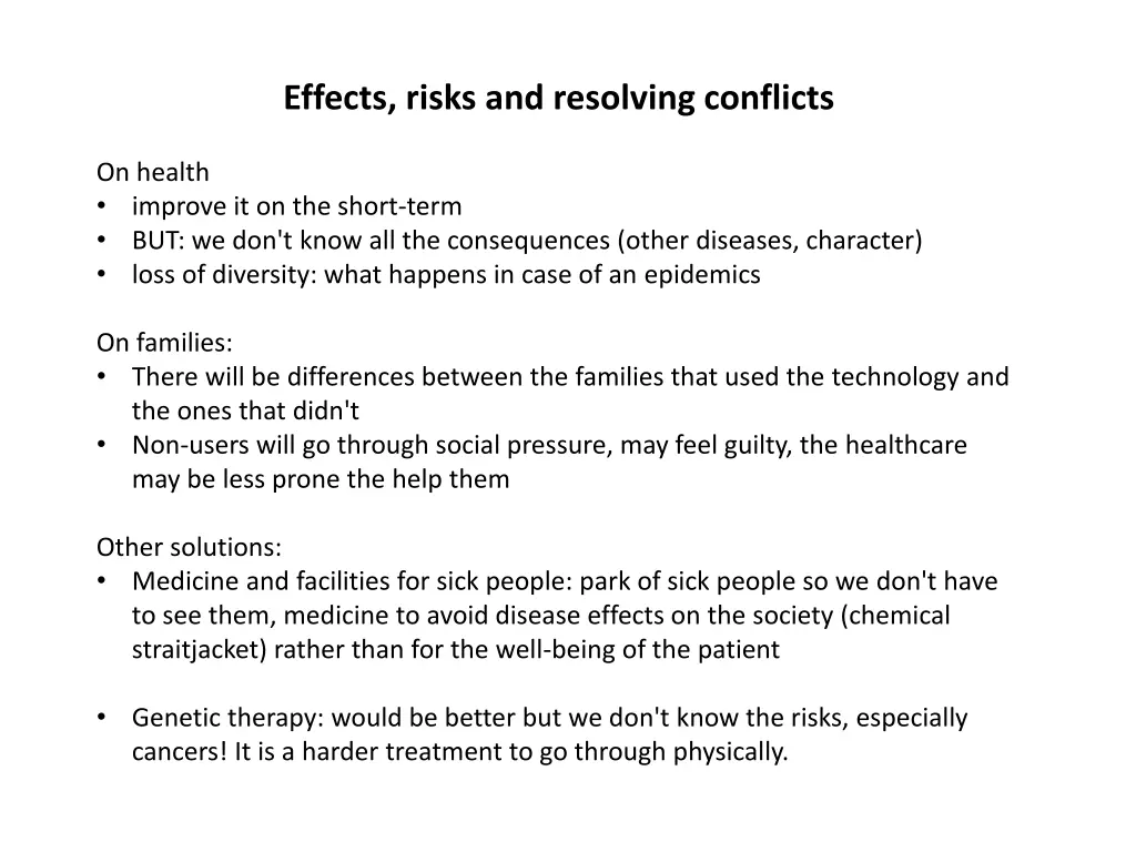 effects risks and resolving conflicts
