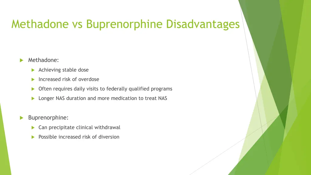 methadone vs buprenorphine disadvantages