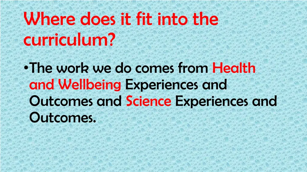 where does it fit into the curriculum