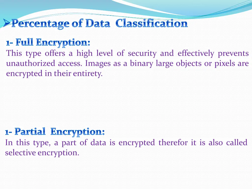 percentageof data classification