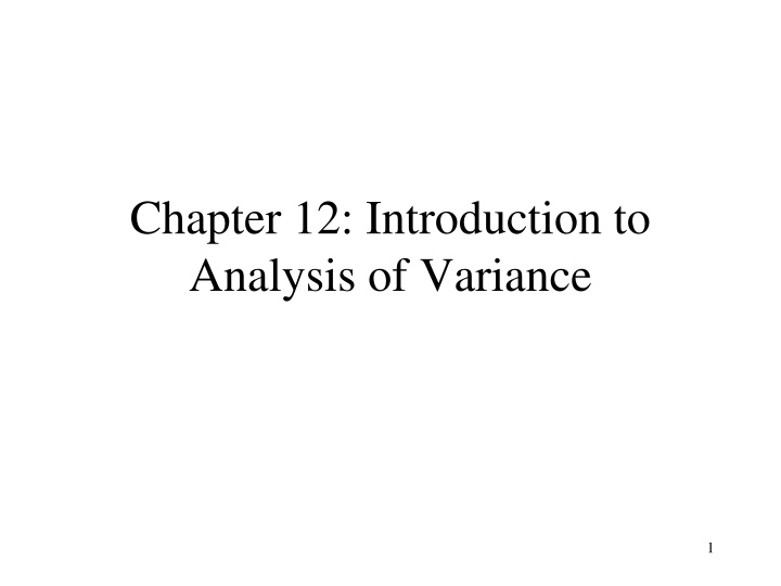 chapter 12 introduction to analysis of variance
