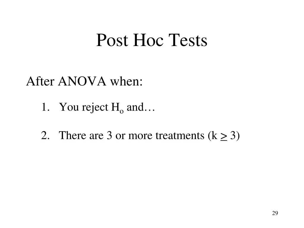 post hoc tests