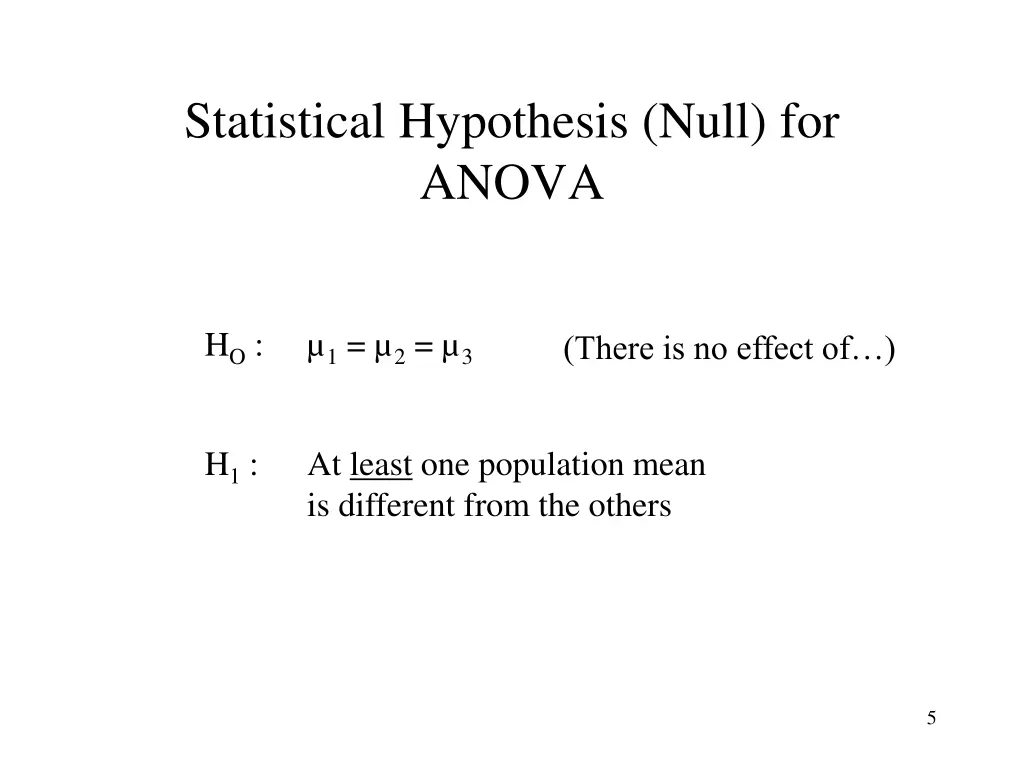 statistical hypothesis null for anova