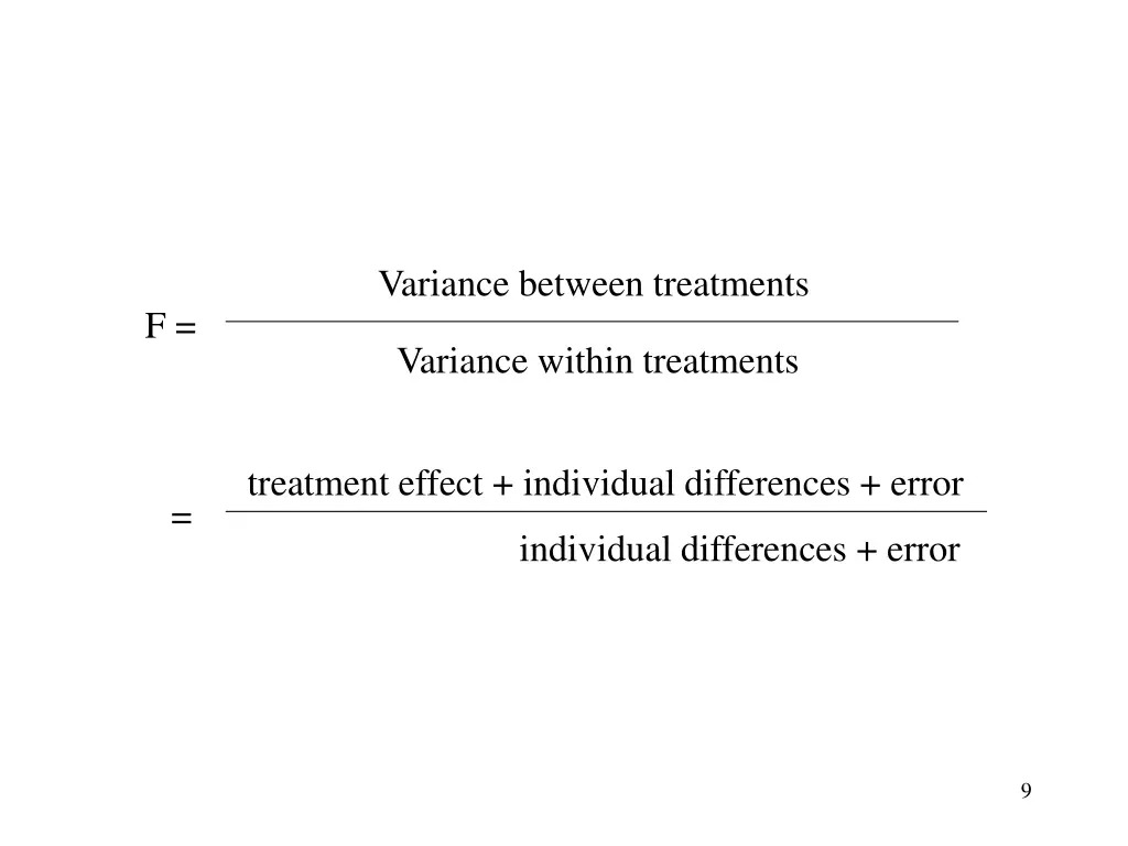 variance between treatments