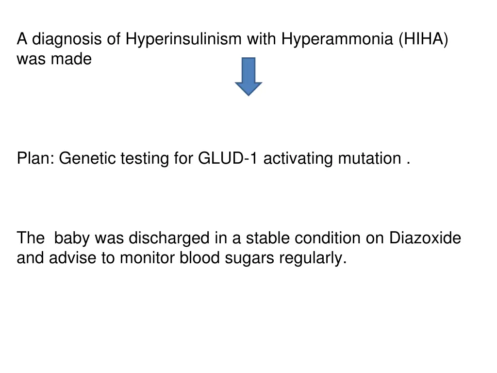 a diagnosis of hyperinsulinism with hyperammonia