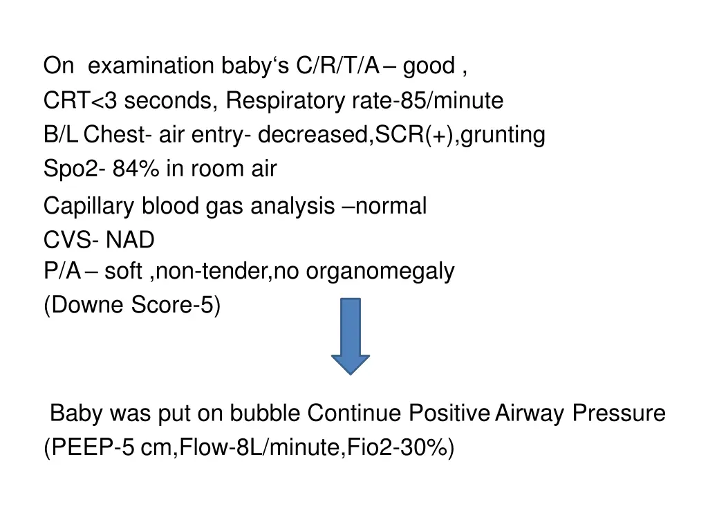 on examination baby s c r t a good crt 3 seconds