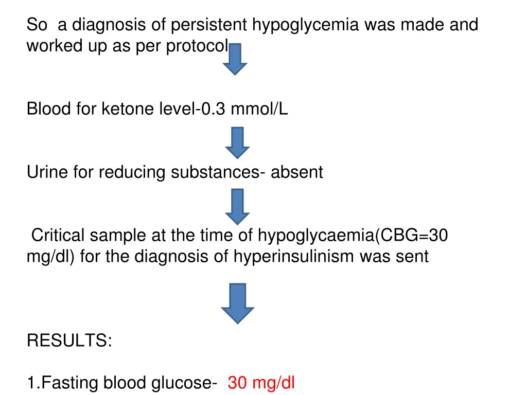 so a diagnosis of persistent hypoglycemia