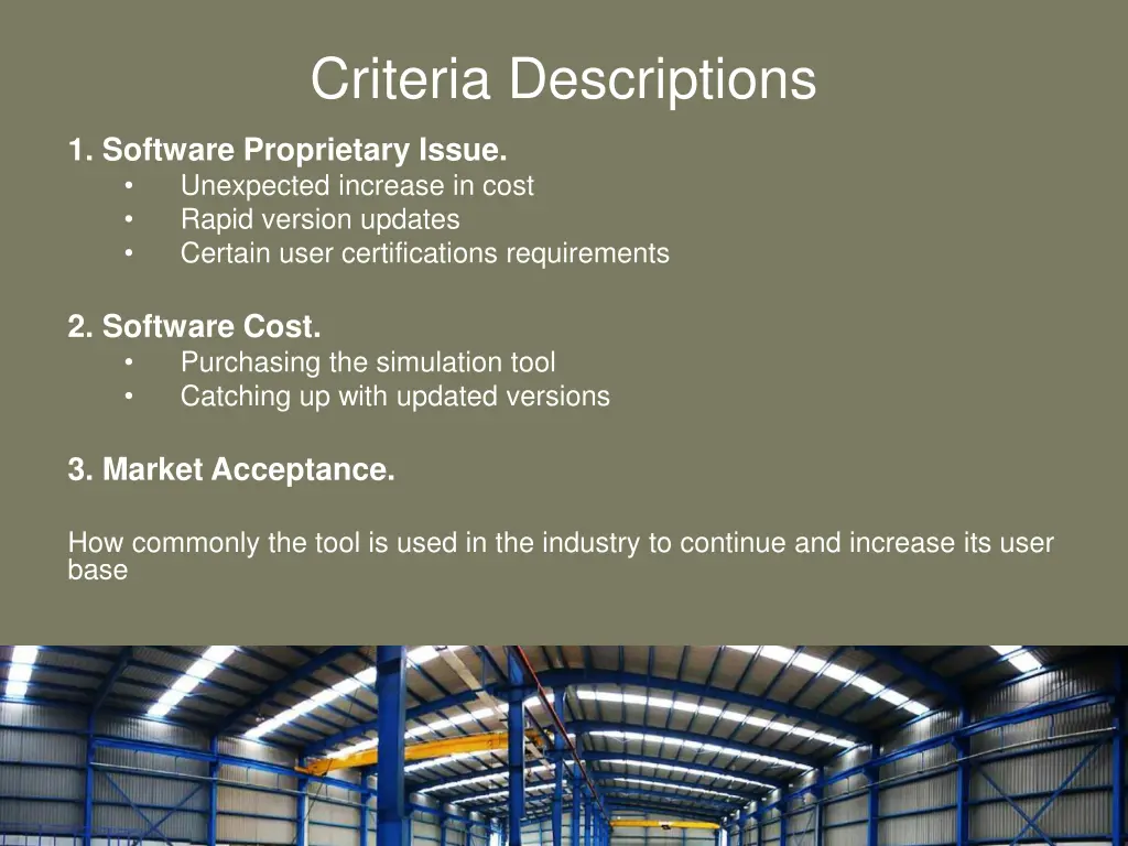criteria descriptions