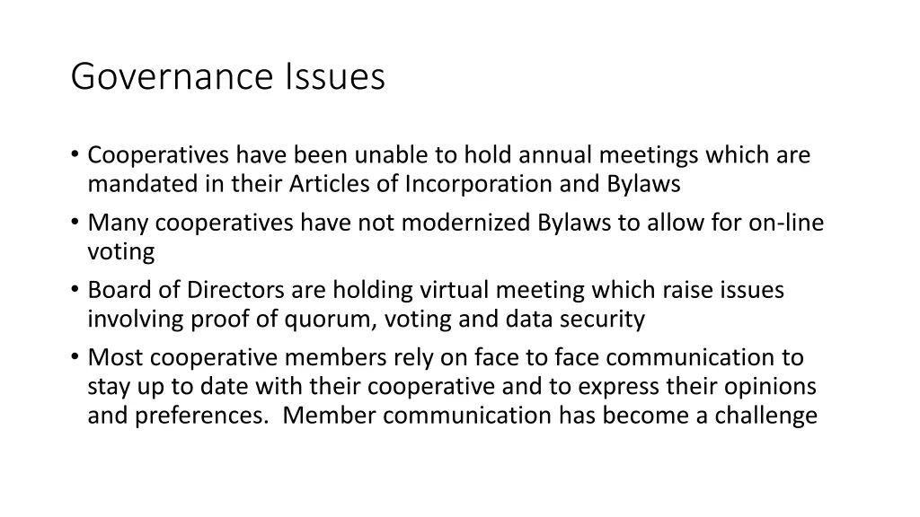 governance issues