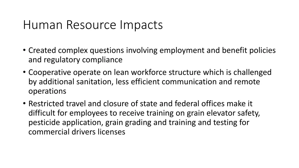 human resource impacts