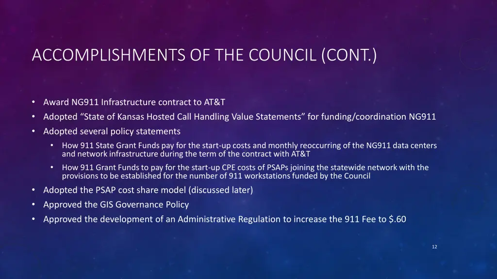 accomplishments of the council cont