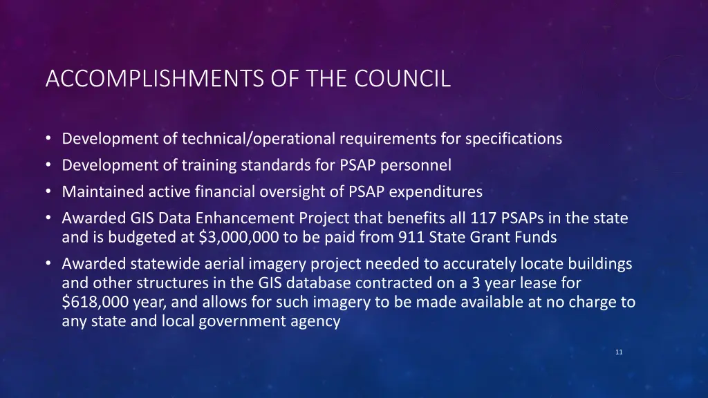 accomplishments of the council