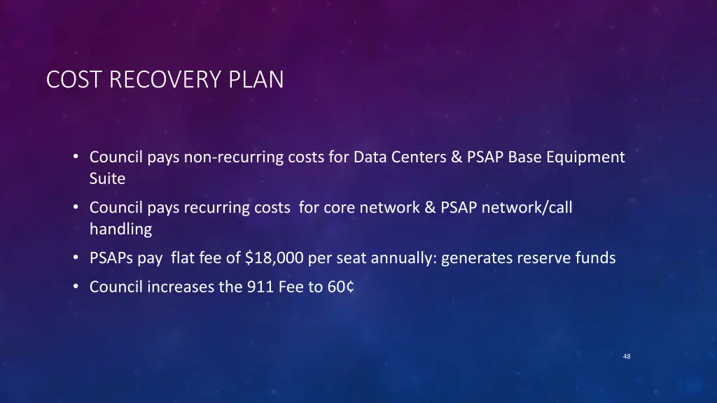 cost recovery plan