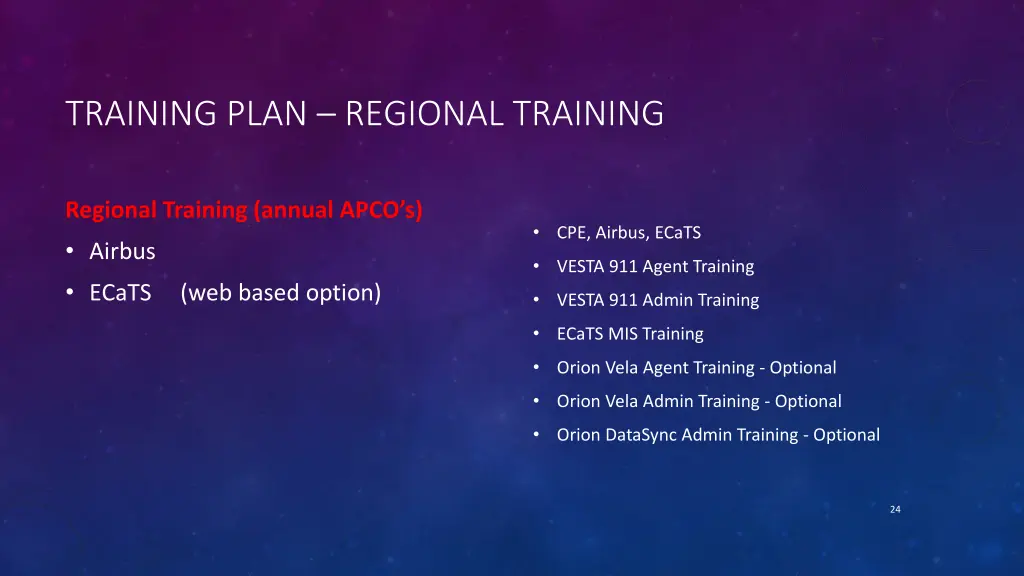 training plan regional training