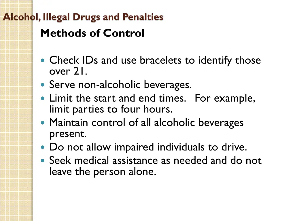 alcohol illegal drugs and penalties methods
