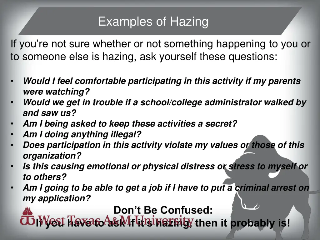 examples of hazing