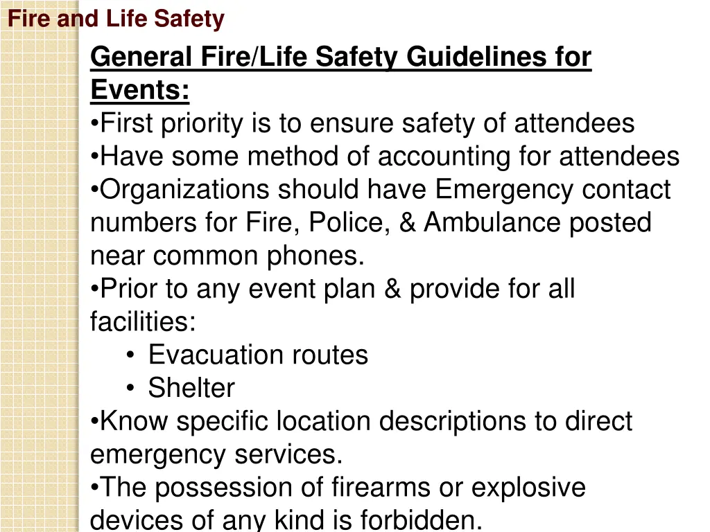 fire and life safety general fire life safety