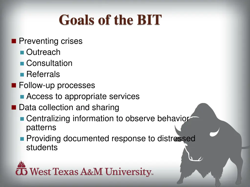 goals of the bit